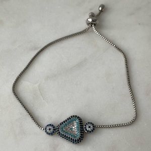 Evil eye bracelet with adjustable band - Silver